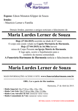 Maria Lurdes Lerner de Souza Maria Lurdes Lerner de Souza