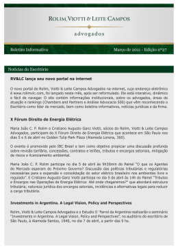 Notícias do Escritório - Rolim, Viotti & Leite Campos Advogados