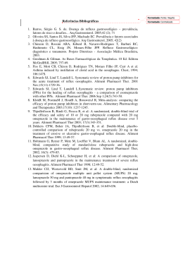 Refluxo Gastroesof&aacute;gico - Refer&ecirc;ncias Bibliogr&aacute;ficas