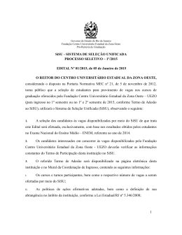 Edital SISU - UEZO - Governo do Estado do Rio de Janeiro