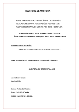 FIBRIA CELULOSE - Relatório de Auditoria – NBR 14789 – CERFLOR