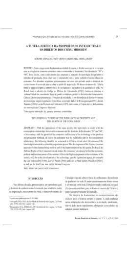 a tutela jur&iacute;dica da propriedade intelectual e os direitos