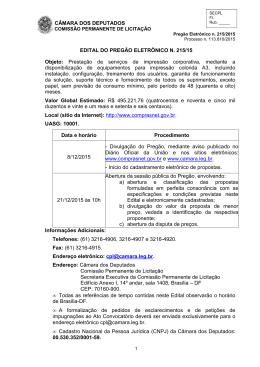 215/15 - C&acirc;mara dos Deputados
