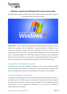Comunicado de imprensa - Retirado o suporte para Windows XP: O