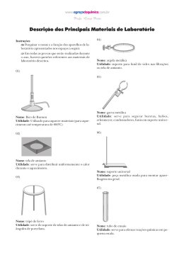 Descrição dos principais materiais de laboratório (vidrarias)