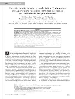 Decis&atilde;o de n&atilde;o introduzir ou de retirar tratamentos de Suporte para