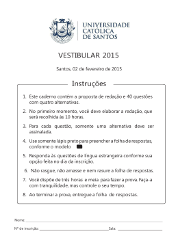 Prova Vestibular 2015 01-02-2015 - Universidade Cat&oacute;lica de Santos