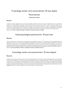 O psicólogo escolar como psicometrista: 30 anos depois