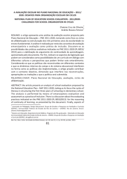 a avaliação escolar no plano nacional de educação 2011