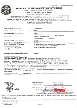ISM Documentation of Compliance Flumar Mace&igrave;o
