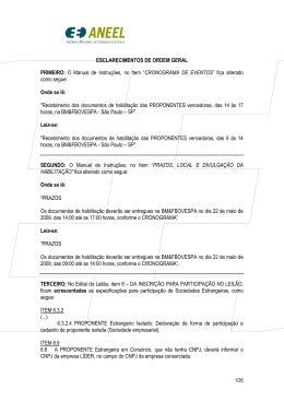 ESCLARECIMENTOS DE ORDEM GERAL PRIMEIRO: O