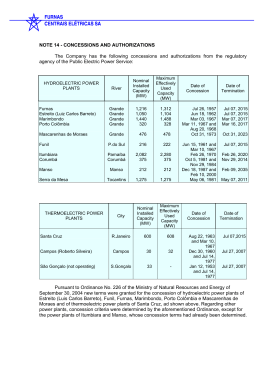 NOTE 14 - CONCESSIONS AND AUTHORIZATIONS The Company