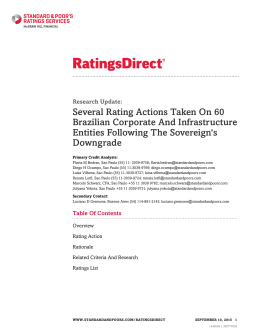 Several Rating Actions Taken On 60 Brazilian Corporate And