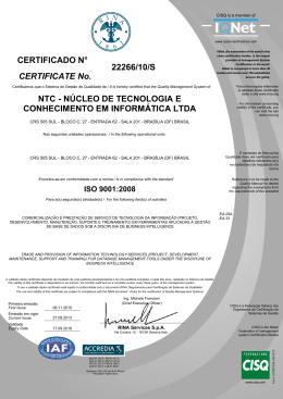 Acesse aqui o certificado Sistema de Gestão da Qualidade CDS.