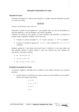 Equa&ccedil;&atilde;o do 1&ordm; grau Resolu&ccedil;&atilde;o de equa&ccedil;&otilde;es de 1&ordm; grau