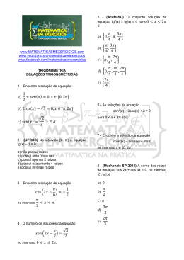 Lista 6 - Equa&ccedil;&otilde;es trigonom&eacute;tricas