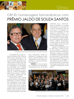 CRF-RJ cria o Prêmio Jaldo de Souza Santos