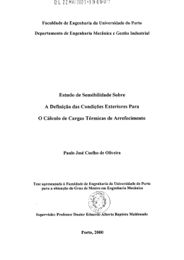 Estudo de Sensibilidade Sobre A Definição das Condições