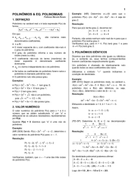 POLINÔMIOS E EQUAÇÕES POLINOMIAIS