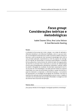 Focus group: Considerações teóricas e metodológicas