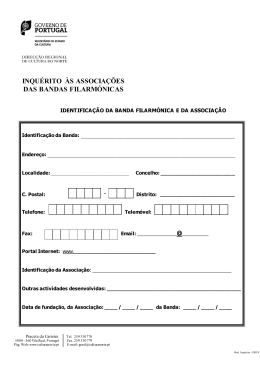 Inqu&eacute;rito &agrave;s Associa&ccedil;&otilde;es das Bandas Filarm&oacute;nicas