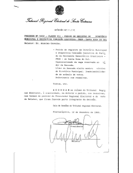 - Pedido de registro de Diret&oacute;rio Municipal e respectiva Comiss&atilde;o