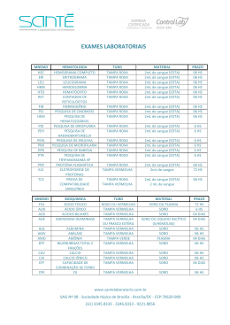 Tabela de Servi&ccedil;os - Laborat&oacute;rio Veterin&aacute;rio Sant&eacute;