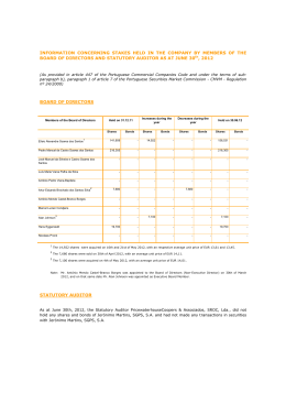 INFORMATION CONCERNING STAKES HELD IN THE COMPANY