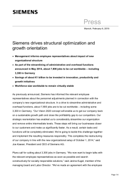 Press Release: Siemens drives structural optimization and growth