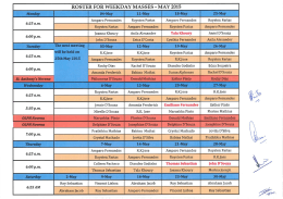 roster for weekday masses - may 2015