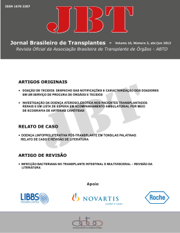 Jornal Brasileiro de Transplantes - Volume 16, Número 2, abr/jun