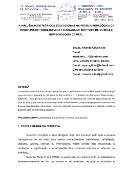 a influ&ecirc;ncia de te&oacute;ricos educacionais na pr&aacute;tica pedag&oacute;gica da