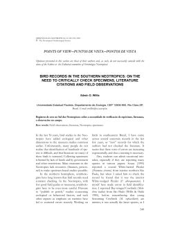 BIRD RECORDS IN THE SOUTHERN NEOTROPICS: ON THE
