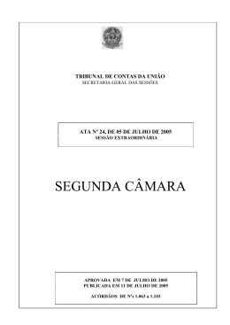 SEGUNDA C&Acirc;MARA - Tribunal de Contas da Uni&atilde;o