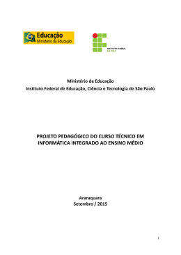PROJETO PEDAG&Oacute;GICO DO CURSO T&Eacute;CNICO EM