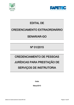 EDITAL DE CREDENCIAMENTO EXTRAORDIN&Aacute;RIO SENAR/AR