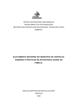 aleitamento materno no munic&iacute;pio de an&aacute;polis
