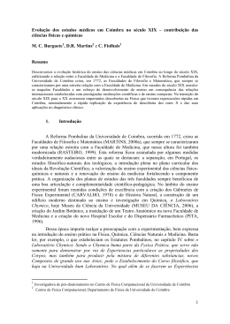 1 Evolu&ccedil;&atilde;o dos estudos m&eacute;dicos em Coimbra no s&eacute;culo XIX