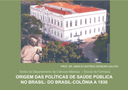 ORIGEM DAS POL&Iacute;TICAS DE SA&Uacute;DE P&Uacute;BLICA