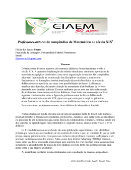 Professores-autores de comp&ecirc;ndios de Matem&aacute;tica no s&eacute;culo XIX