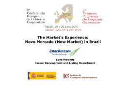 Novo Mercado (New Market) - European Corporate Governance