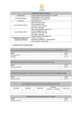 INFORMA&Ccedil;&Otilde;ES SOBRE A COMPANHIA