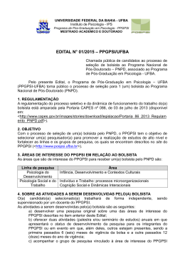 EDITAL N&deg; 01/2015 &ndash; PPGPSI/UFBA