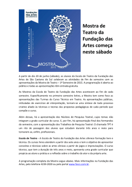Mostra de Teatro da Fundação das Artes começa neste sábado