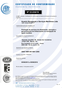 A Associação Brasileira de Normas Técnicas certifica que