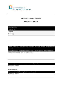 Ficha de Unidade Curricular Ano lectivo &ndash; 2014/15