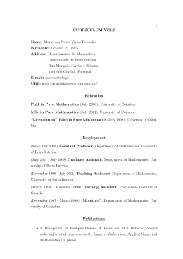 Short CV - Maria das Neves Rebocho