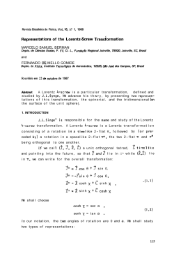 e~resentations of the LorentzScrew ~ransforrnation -+