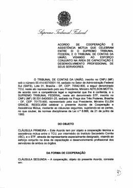 ACORDO DE cOOPERA&Ccedil;&Atilde;O E ASSIST&Ecirc;NCIA M&Uacute;TUA QUE
