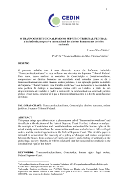 O Transconstitucionalismo no Supremo Tribunal Federal